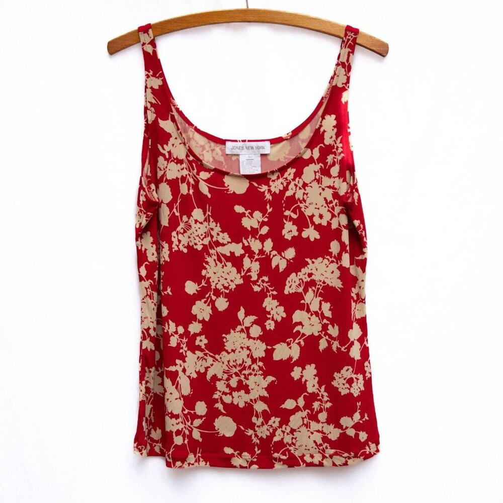 Jones New York Sleeveless Top Womens L Red Tank Business Travel Colorful‎ Layer